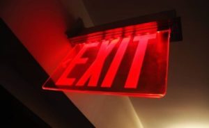 Glowing emergency exit sign